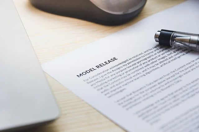paper, model release, form, document, signing, pen, desk, agreement, business, contract, signature. Before you pick a channel strategy for creator contracts